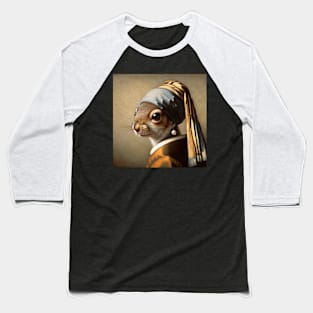 Girl with a Pearl Earring Squirrel Tee - Celebrate Squirrel Appreciation Day in Style Baseball T-Shirt